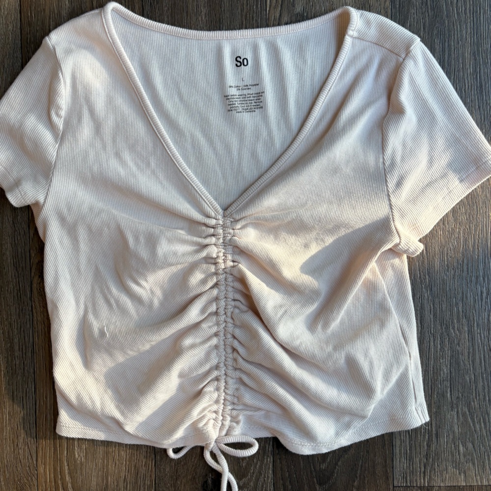 SO Soft Cream Ribbed Top
